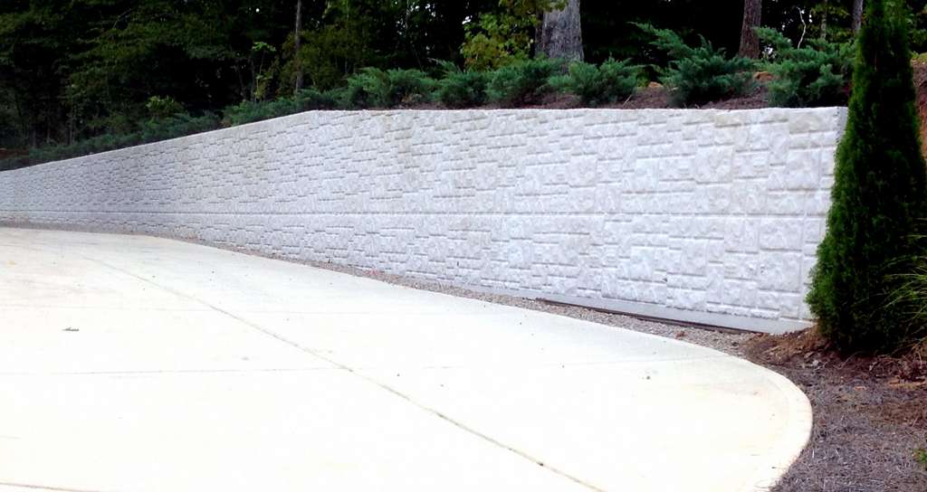 concrete construction using ashlar stone pattern